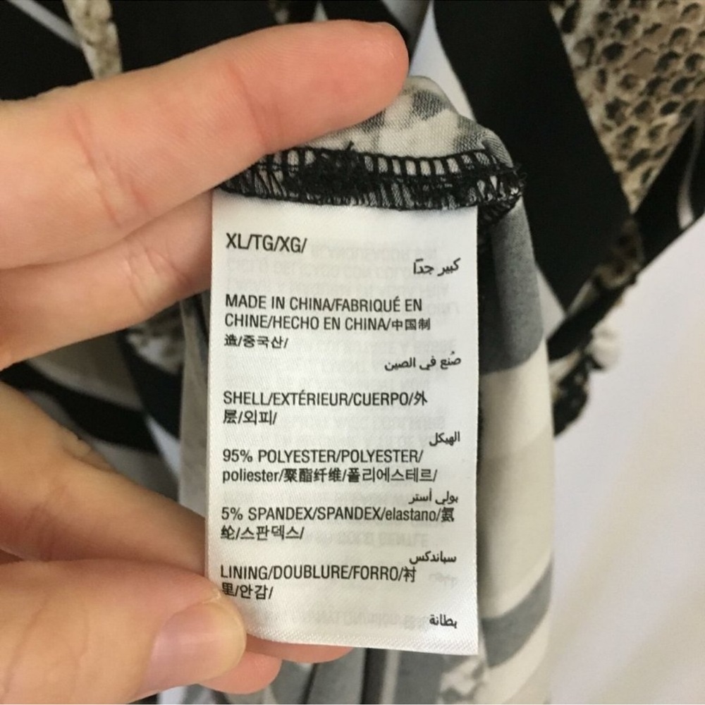 INC International Concepts Black and Cream Patterned Midi Dress - Picture 4 of 7